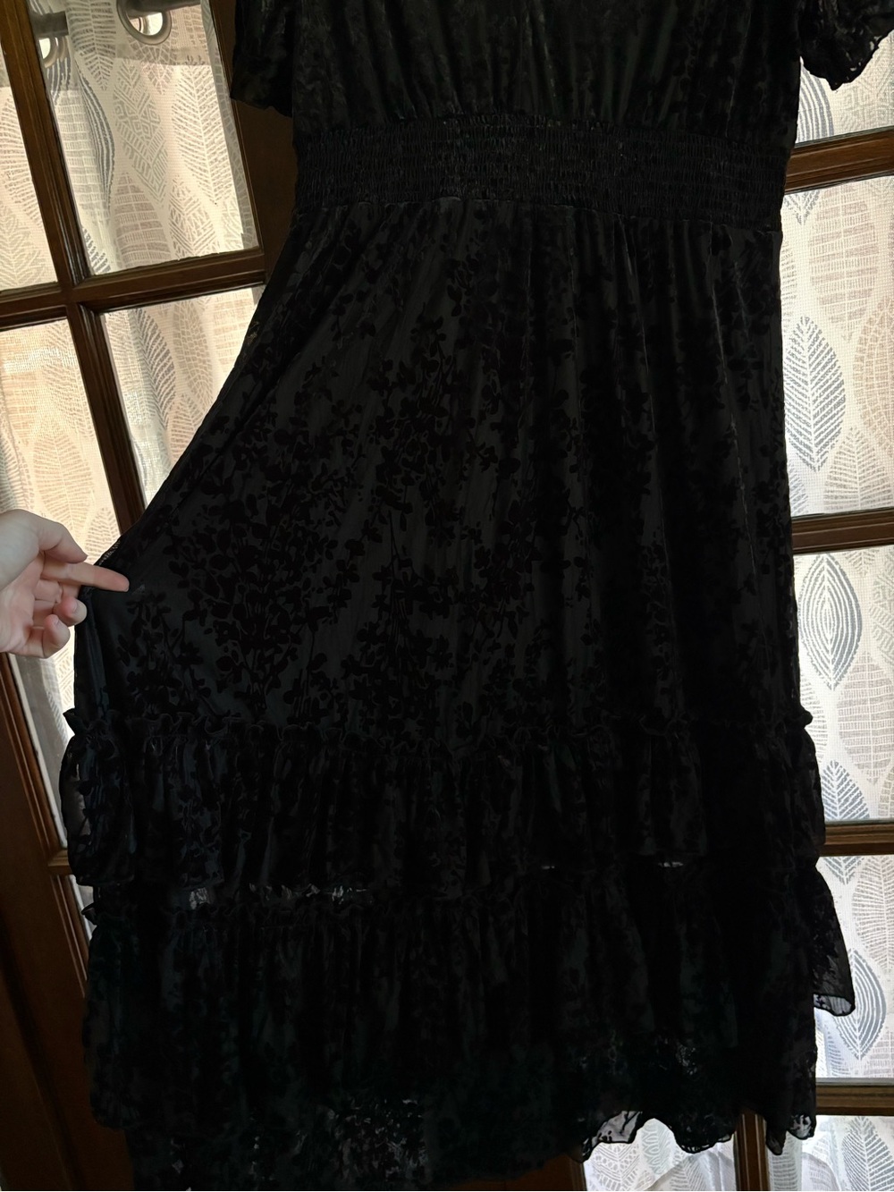 NWT Disturbia Lilias Devoré Tiered Maxi Dress Black Floral Velvet Burnout US 14 - Picture 8 of 16
